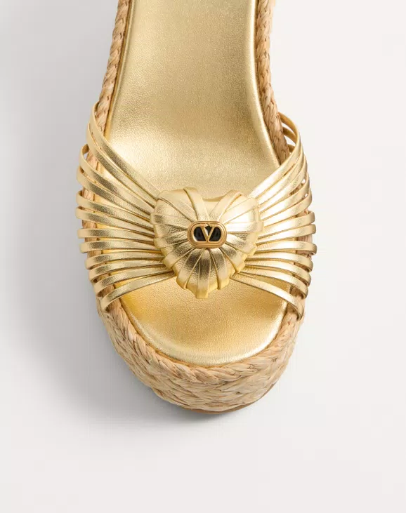 Valentino Royal Wedge Sandal In Metallic Nappa Leather 100Mm - Image 3